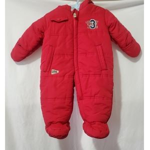 London Fog baby red hooded snoesuit size 3-6 months